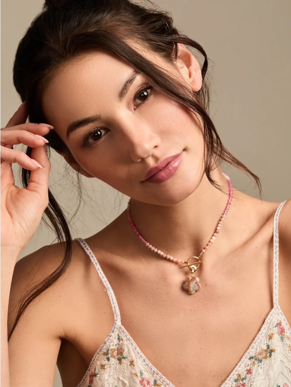 Lucky Brand Beaded Pendant Necklace Toggle closure